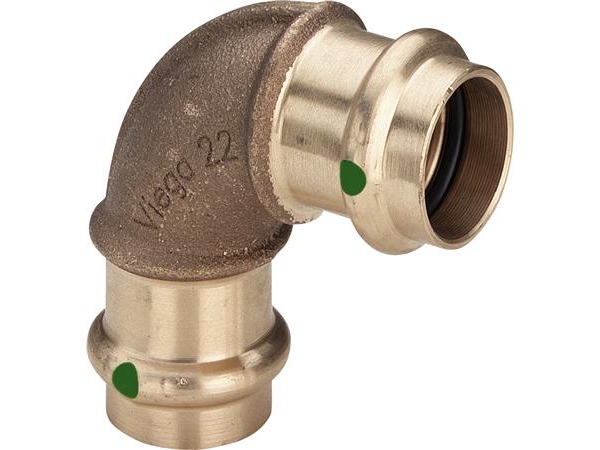 Viega Sanpress böj 90° 28 Röd mässing/blank, 106348 | VVS Artiklar - Rör & Kopplingar - Rödgods rördelar | GameStuff