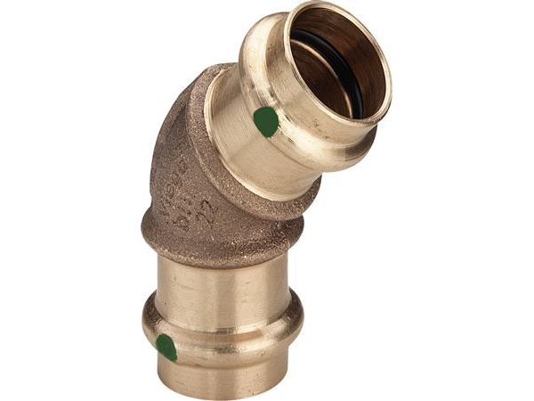 Viega Sanpress böjning 45° 35 Röd mässing/blank, 116156 | VVS Artiklar - Rör & Kopplingar - Rödgods rördelar | GameStuff