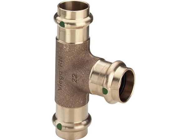 VIEGA SANPRESS tee 35x28x28mm af rødgods med SC-Contur