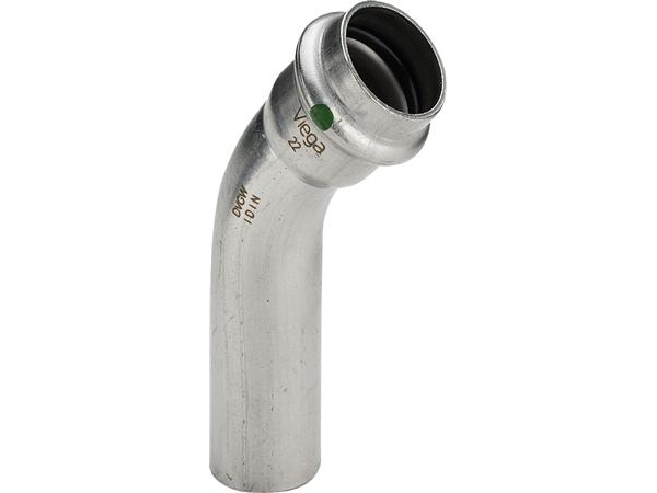 Viega Inox Bøjning 45 Grader 22 Mm Inox, Rustfri Stål Muffe/Nippel, Sc-Contur
