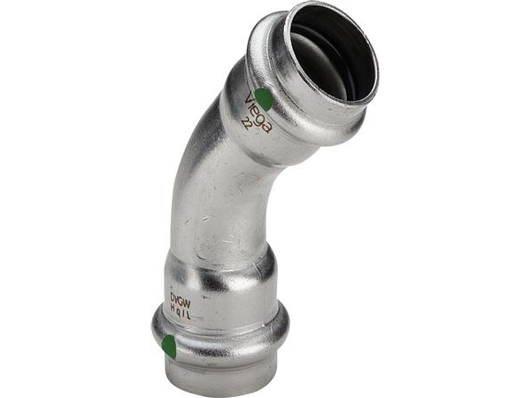 Viega Inox Bøjning 45 Grader 18 Mm Inox, Rustfri Stål Muffe/Muffe, Sc-Contur