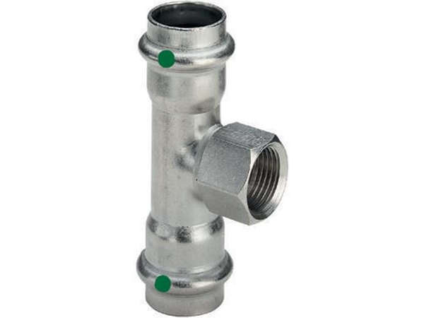 G1 Sanpress Inox, 28 x " x 28 mm t-stykke med overgang, presmuffe/muffe (Rp)/presmuffe - Viega