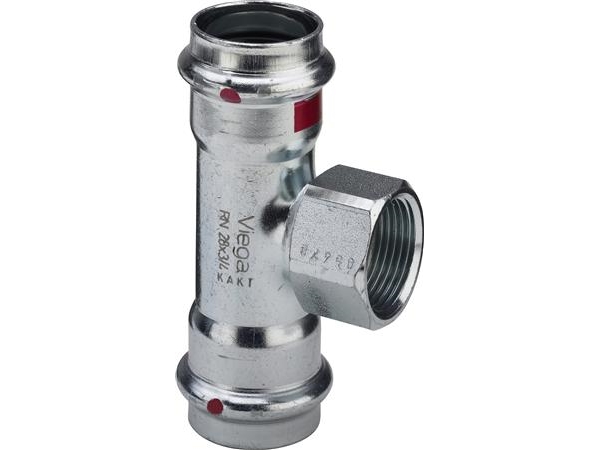 VIEGA Prestabo tee 15x½x15 af ulegeret stål med muffe på grenen, SC-contur | VVS Artiklar - Rör & Kopplingar - Tryckrör och rördelar | GameStuff