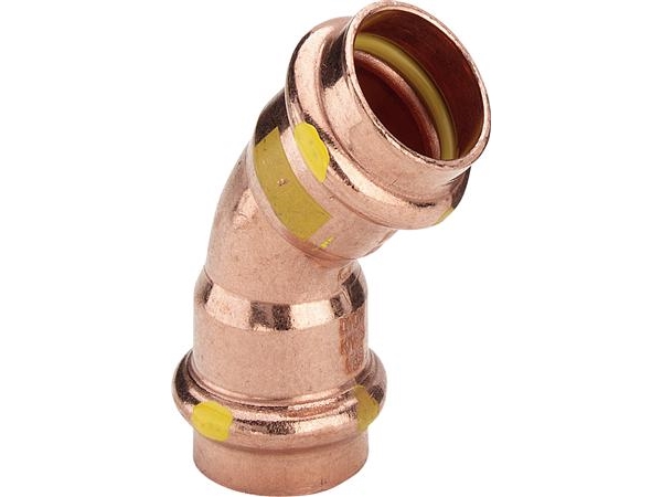 Viega Profipress G böjning 45° 22 koppar/blank, 345624 | VVS Artiklar - Rör & Kopplingar - Tryckrör och rördelar | GameStuff