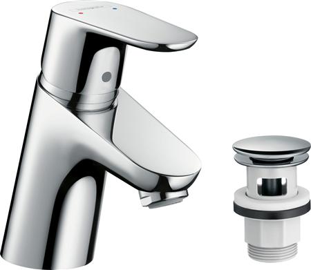 Hansgrohe Focus Håndvaskarmatur 70 M/Pushopen Bundventil, Krom