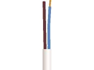 Tilledning rund, pvc 2x0,75 mm2 PKL hvid 300/300V ring, kabeldiameter 4,9-6,3 mm - (100 meter)