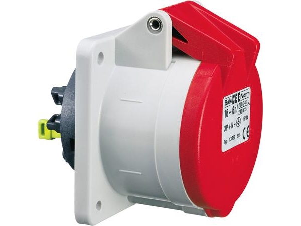 Bals Cee-Einbausteckdoseh6 400V 16A 5-Polig Rot, Flansch 75X75 Mm, Quick Connect Ip44, Polyamid