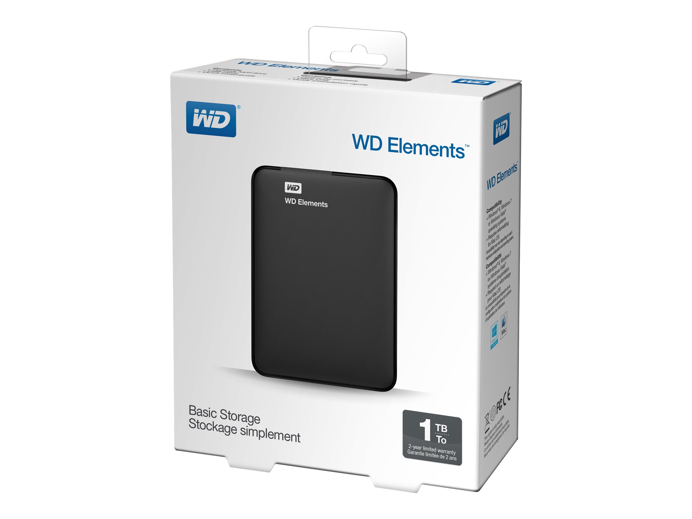 Western Digital Wd Elements Portable, 1000 Gb, 2.5 Zoll, 3.2 Gen 1 (3.1 Gen 1), Schwarz
