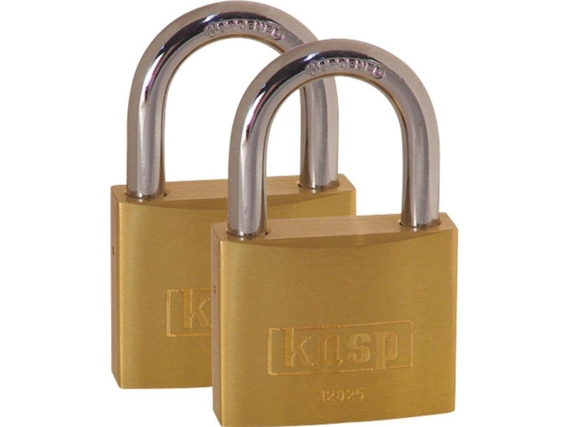 Kasp K12025D2 Hængelås 25 mm Gyldengul Nøglelås