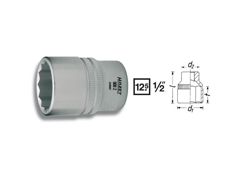 Hazet 900Az-1, 1 Stk, 25,4 / 2 Mm (1 / 2"), Krom-Vanadium-Stål, 44 Mm, 117 G