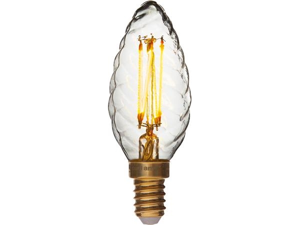 Krystalkerte klar LED 240V 2,5W/922 E14 150lm Ra-værdi 90 levetid på 15.000 timer og kan dæmpes