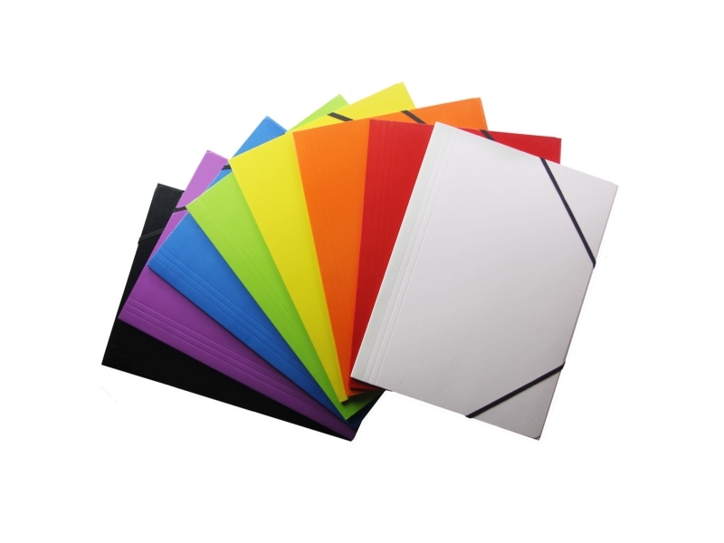 Elastikmappe, Q-Line DKF sort, M/3 KLAPPER, 210x297mm Karton/elastik - (10 stk.)
