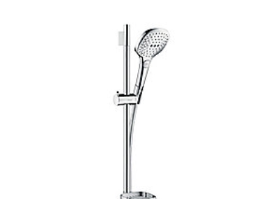 Hansgrohe Raindance Select E120 Brausegarnitur In Weiß/Chrom Mit 650 Mm Brausestange, Ø120 Mm Handbrause 3 Strahlfunktionen Und 1,6 Meter Brauseschla