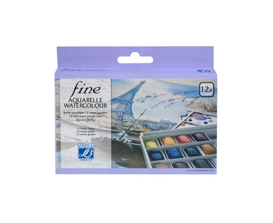 Aquarell-Kasten Mit 12 Halbschalen