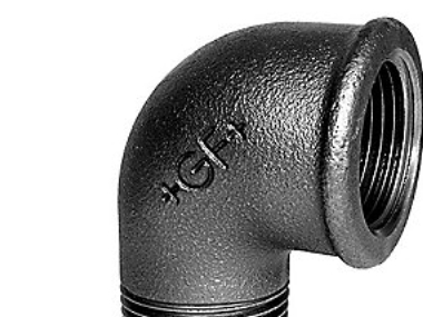 Georg Fischer vinkel 90 ° sort 1/4´´ muffe-nippel