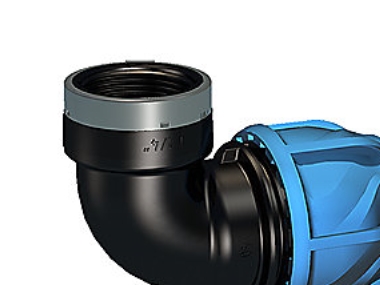 Kulmakappale 90° 50mm x 1 1/2 pistorasia - iJOINT PN16. PP-NBR