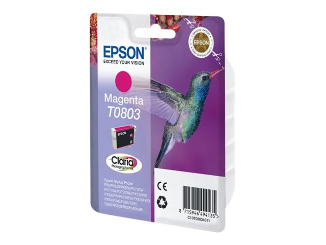 Epson Hummingbird Singlepack Magenta T0803 Claria Photographic Ink, Magenta, Tinte Auf Pigmentbasis, 7,4 Ml, 1 Stück(E)