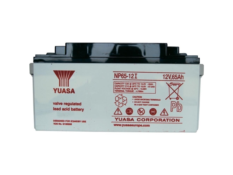 Yuasa Np65-12 Blybatteri 12 V 65 Ah Blyfleece (B X H X T) 350 X 174 X 166 Mm M6 Skruetilslutning Vedligeholdelsesfri, Vds-Certifikation
