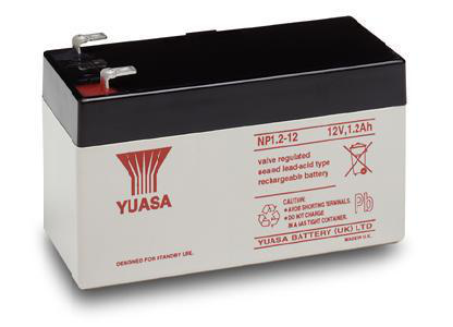 Yuasa Np1.2-12, 12 V, 1,2 Ah, 1 Stück(E), Schwarz, Weiß, Plombierte Bleisäure (Vrla), 580 G