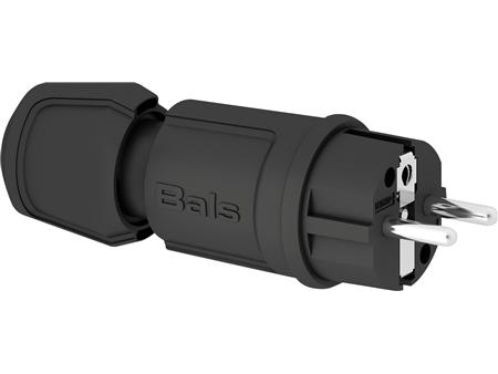Bals Schlagfester Stecker Schuko 16A 250V Ip44, Mit Multi-Grip, Polyamid, Farbe Schwarz