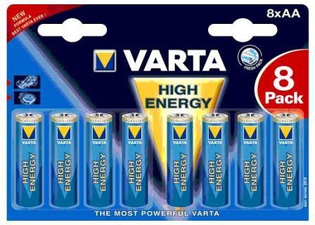 Varta 04906121418, Engangsbatteri, AA, Alkalisk, 1,5 V, 8 stk, Blå, Grå | EL Artiklar - Batteri - AA-batterier | GameStuff