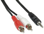 Inline Cinch/Klinke Kabel, 2X Cinch Stecker An 3,5Mm Klinke Stecker, 2M, Männlich, 3.5Mm, Männlich, 2 M, Schwarz