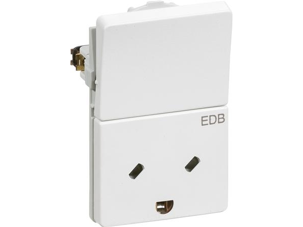 Lk Fuga Stikkontakt Edb 2-Polet + Dk Jord Med Afbryder, Hvid