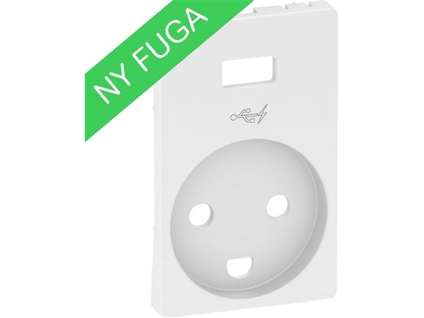 Lk Fuga Afdækning For Stikkontakt 2-Polet + Dk Jord Med 5V Usb Lader, Lysegrå