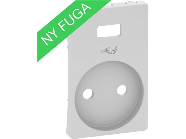 Lk Fuga Afdækning Uden Jordhul For Stikkontakt 2-Polet Med 5V Usb Lader, Lysegrå