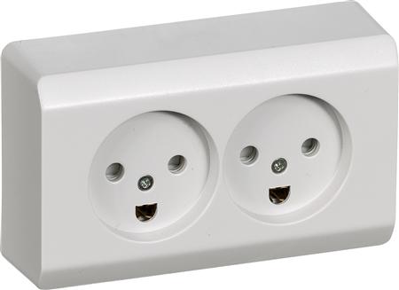 Opus66 Udvendig Stikkontakt M/J Dobbelt Lysegrå