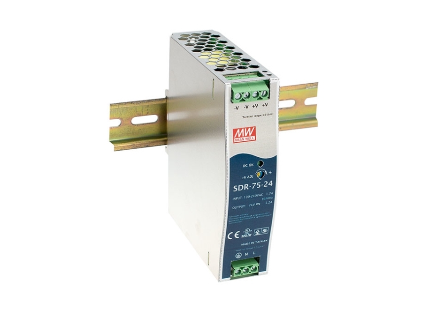 MEAN WELL-strømforsyning, 77 W, 88 - 264 V, 47 - 63 Hz, 80 ms, 90%, Højspænding, Overophedning, Overbelastning, Kortslutning