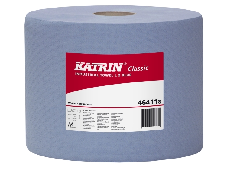 Aftørringspapir Katrin L 2-Lags 22 Cm X 380M Blå - (2 Ruller)