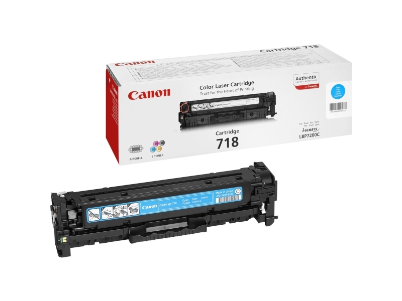 Canon 718 Cyan - Cyan - original - tonerpatron - for i-SENSYS LBP7210, LBP7680, MF728, MF729, MF8340, MF8360, MF8380, MF8540, MF8550, MF8580