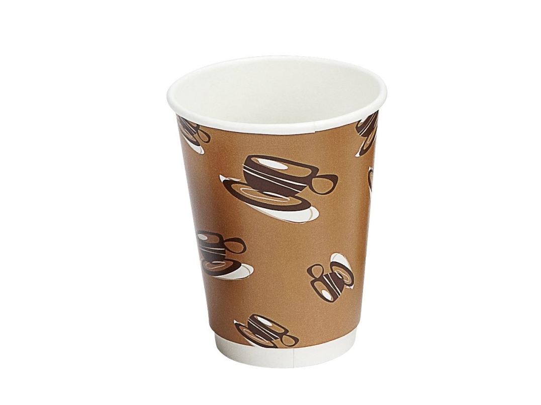 Kaffebæger, Papir + PE, brun, 12oz/340ml karton a 500 stk, palle 12 kartoner Double wall, Fødevarego
