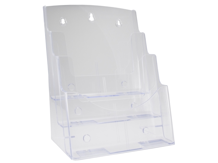 Brochure holder, BNT A4 3 rum til bord/væg, transparent