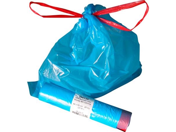 Müllsäcke Mit Kordelzug, 440 X 520 Mm, Blau, 20 Liter, 25 Säcke Pro Rolle