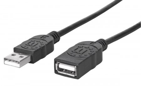 Manhattan 308519, 1 M, Usb A, Usb A, Usb 2.0, Hanstik/Hunstik, Sort