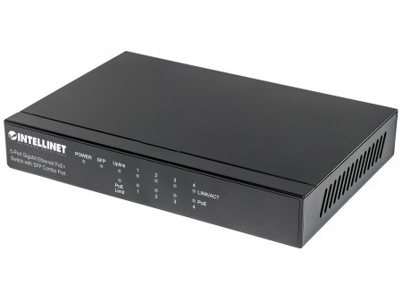 Intellinet 5-Port Gigabit Ethernet Poe+ Switch Mit Sfp Kombo-Port, 4 X Pse-Ports, Ieee 802.3At/Af Power Over Ethernet (Poe+/Poe), 80 W, Desktop, Giga