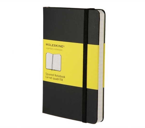 Moleskine Classic Notebook Pocket, kvadreret, hard cover sort