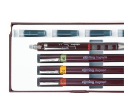 Rotring Isograph 0.2/0.3/0.5, Lukket Gelepen, Sort, Brun, Kasse, 4 Stk