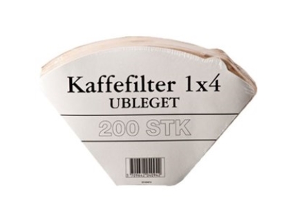 Kaffefilter 1x4 ubleget 1 pakke = 200 stk