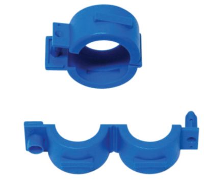 Plomberingsbøjle DN20 - for 1'' omløber. Klikmodel, blå HDPE