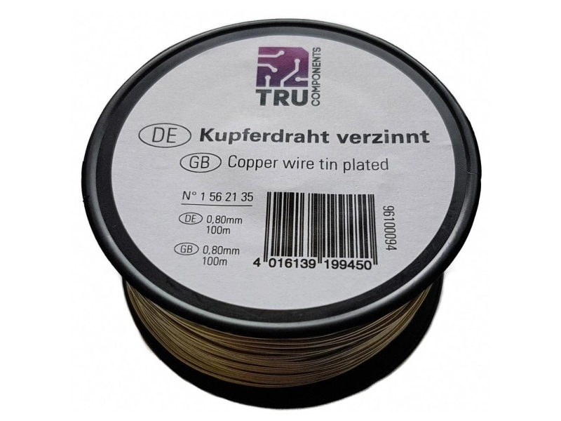 TRU COMPONENTS Kobbertråd Ytterdiameter (utan isoleringslak): 0.80 mm 22 m | EL Artiklar - Kablar och ledningar - Enstaka ledare | GameStuff