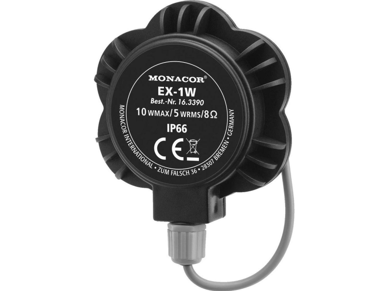 Monacor Ex-1W Exciter-Højtaler 10 W 8 Ω Sort, Sølv 1 Stk