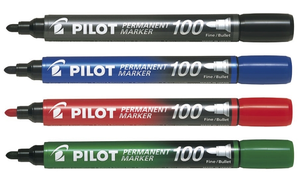 Pilot Permanent Marker 100, 4 Stück(E), Mehrfarbig, Mehrfarbig, 4,5 Mm, 1 Mm