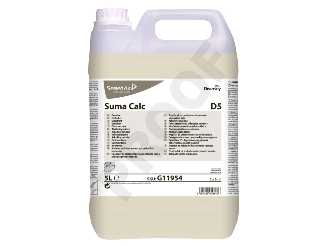 Suma Calc D5 - Descaler - Væske - Dunk - 5 L - Professionel - Koncentreret - Farveløs (Pakke Med 2)