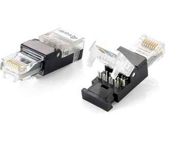 Equip Werkzeugfreier Rj45-Stecker, Cat.5E, 2Pcs/Pack, Rj-45, Schwarz, Transparent, Polycarbonat, Cat5e, -10 - 60 °C, 12 G