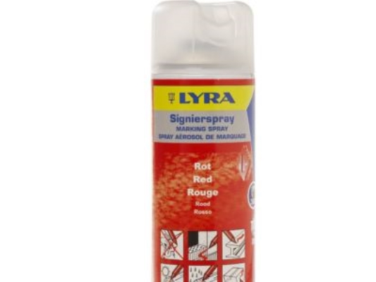 Lyra Markeringsspray Rød - 500 Ml. (4180) - Un 1950 Aerosoler, Brandfarlige 2.1.