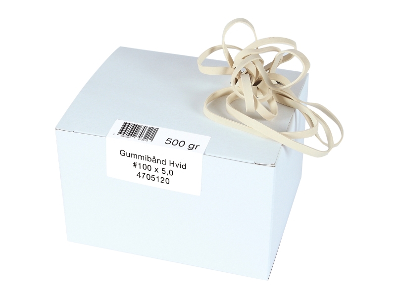 Gummibånd, 100 x 5 mm, hvide, 500 g | Papper & Emballage - Förpackning - Garn & Resårer | GameStuff