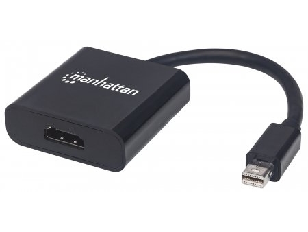 Manhattan Aktiver Mini-Displayport Auf Hdmi-Adapter, Mini-Displayport-Stecker Auf Hdmi-Buchse, 4K@60Hz, Schwarz, Polybagverpackung, Mini Displayport,